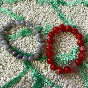 Bundle 2 genuine chakra bracelets, smoky quartz and carnelian & rose quartz